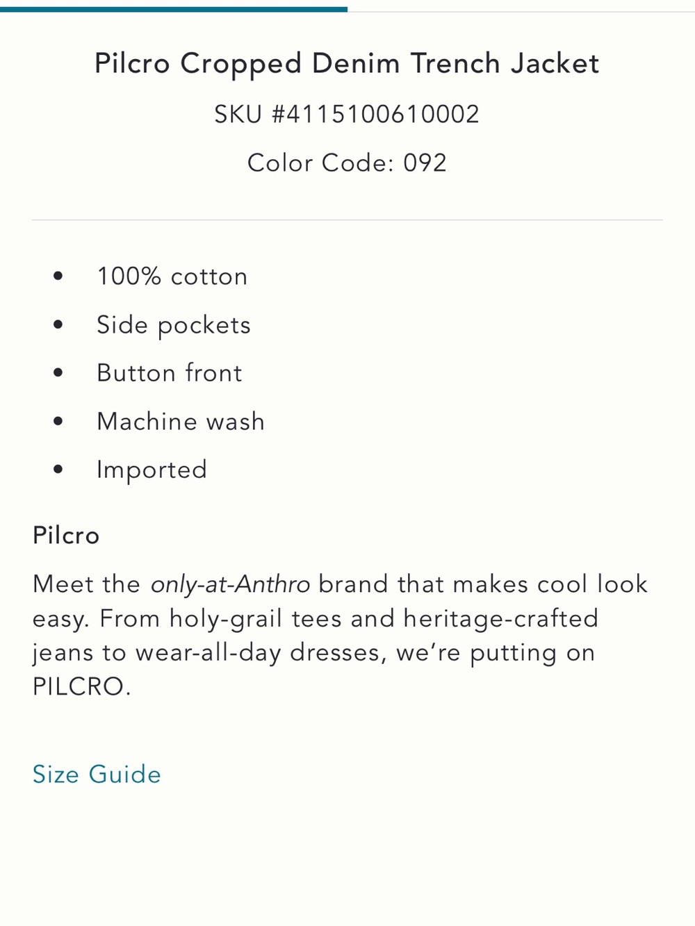 Anthropologie Pilcro cropped denim trench jacket - Picture 5 of 6